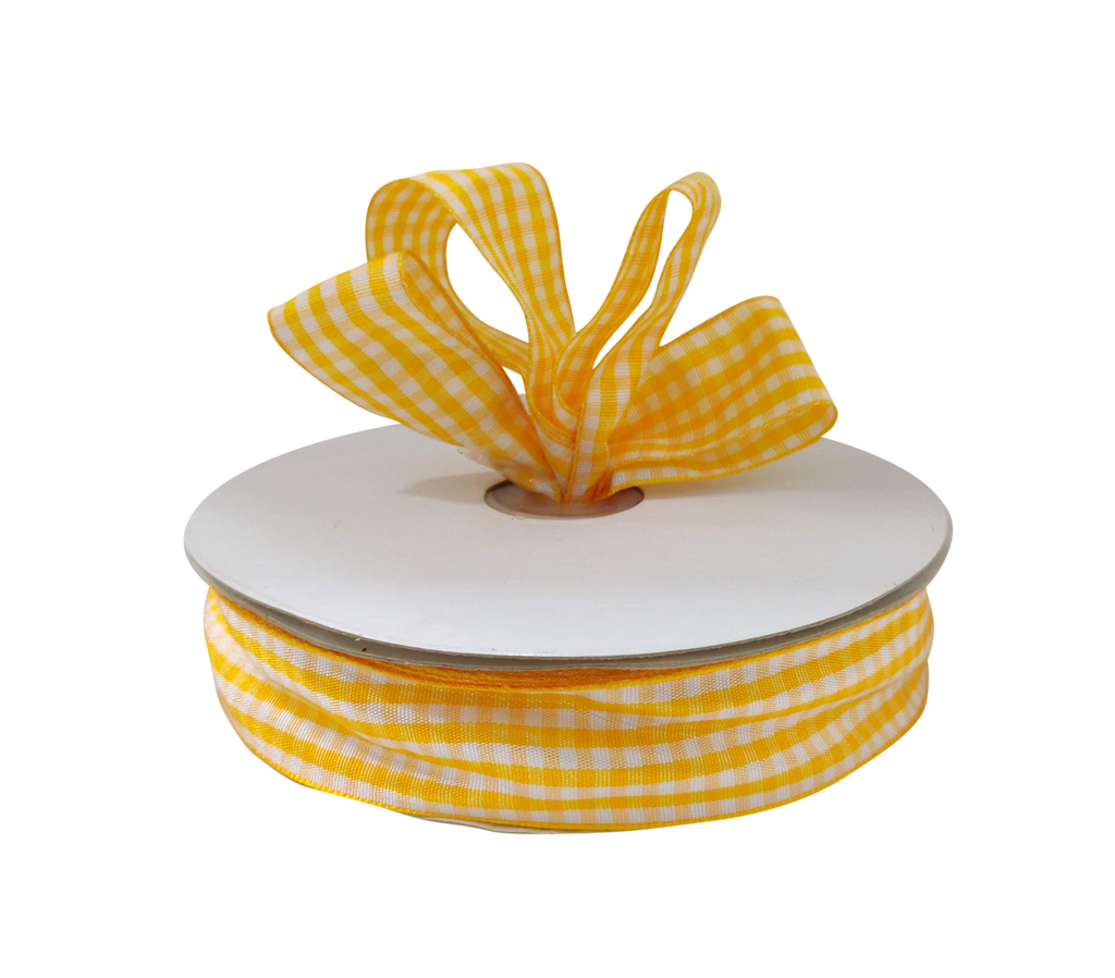 SUNSHINE YELLOW CHECKS RIBBON (25 MM)