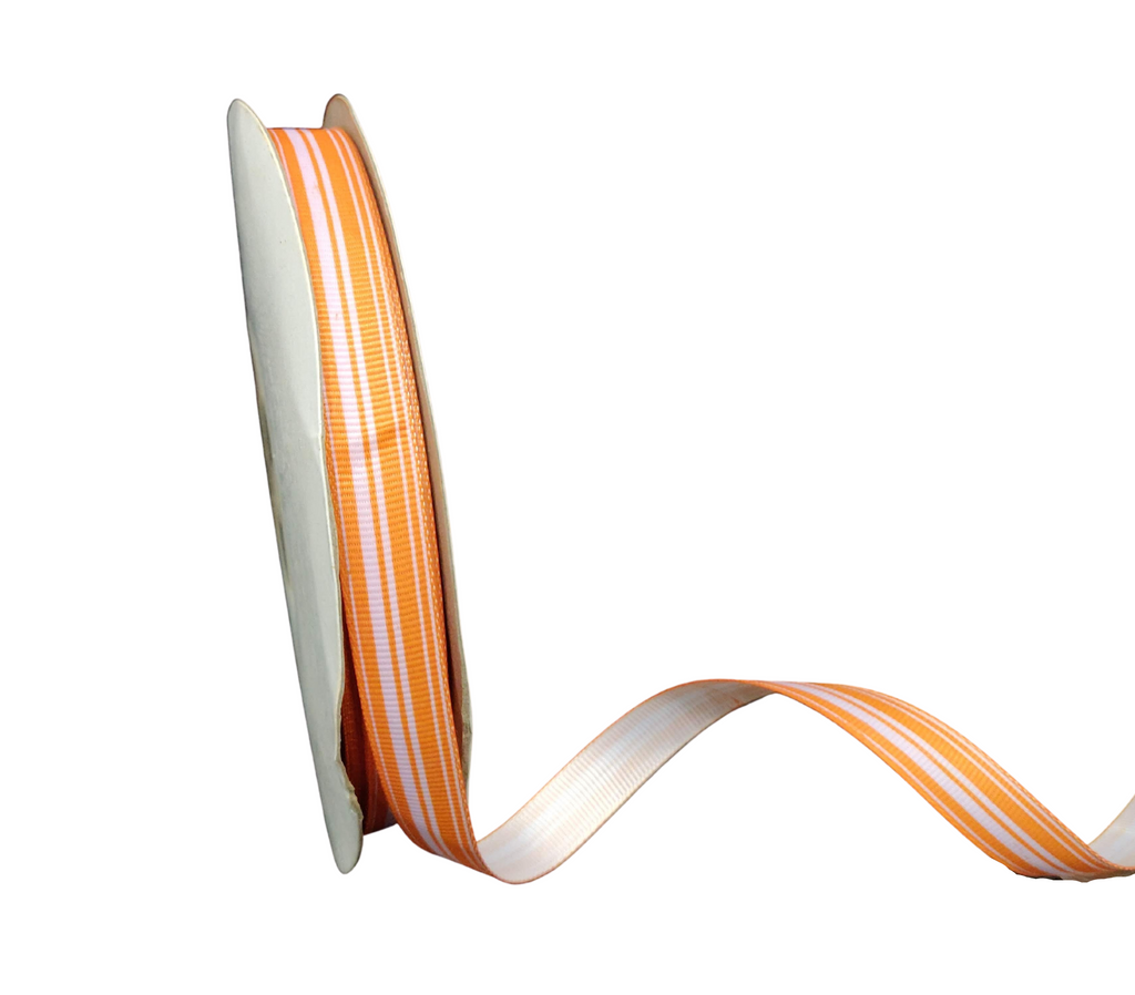 ORANGE PRINTED MULTIPLE STRIPES RIBBON (13 MM)