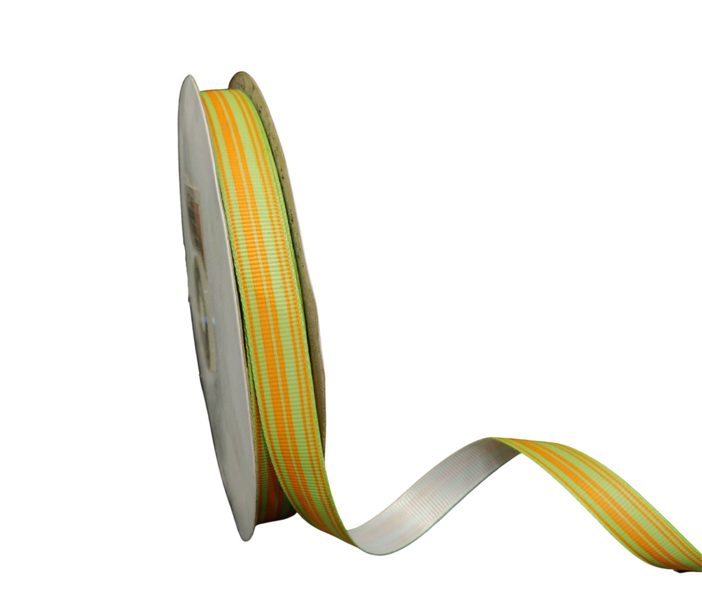 ORANGE PRINTED MULTIPLE STRIPES RIBBON (13 MM)