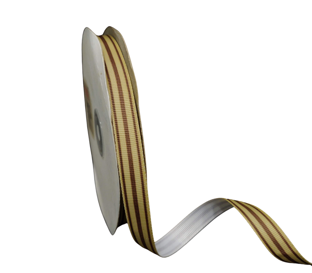 BROWN PRINTED STRIPES RIBBON (13 MM)