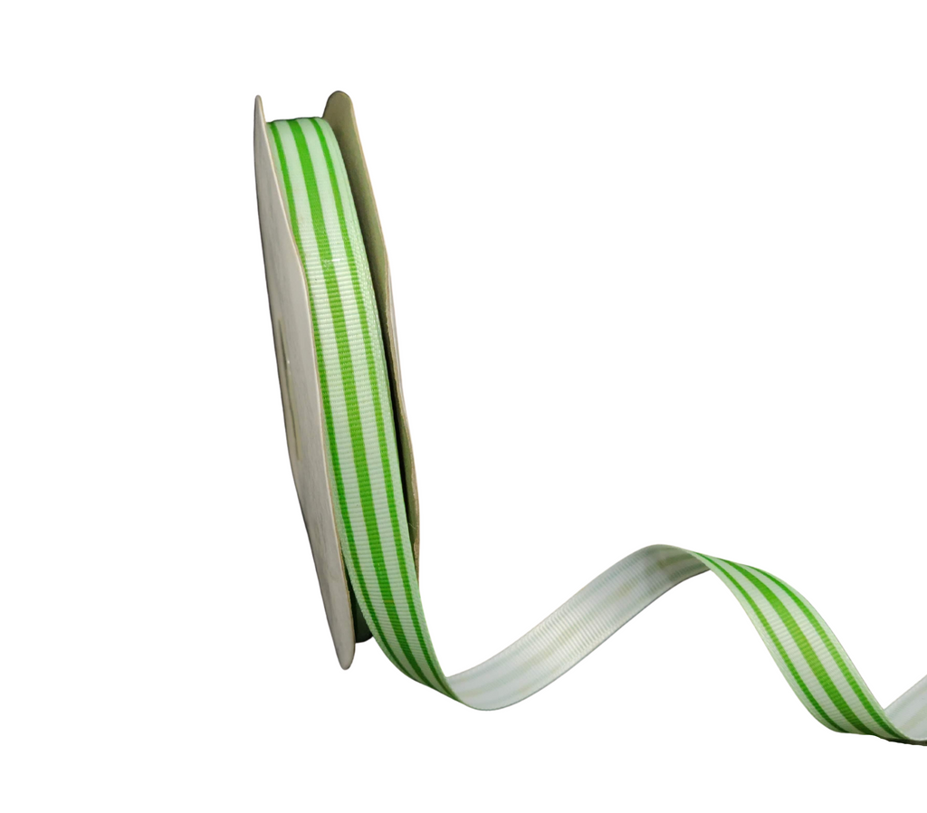 GREEN PRINTED STRIPES RIBBON (13 MM)