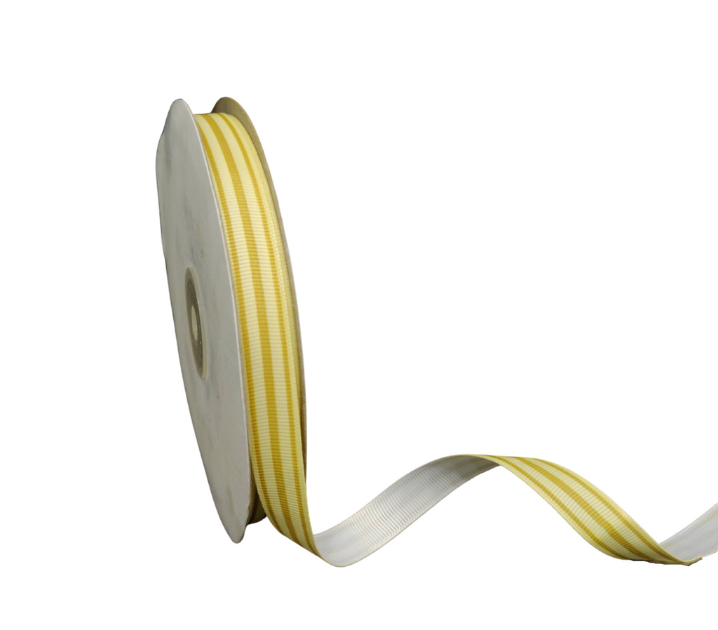 YELLOW PRINTED STRIPES RIBBON (13 MM)