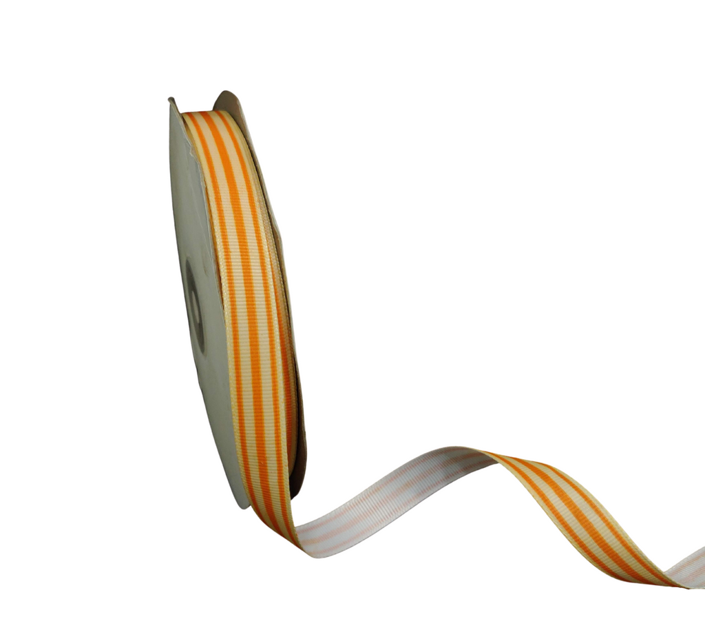 ORANGE PRINTED STRIPES RIBBON (13 MM)