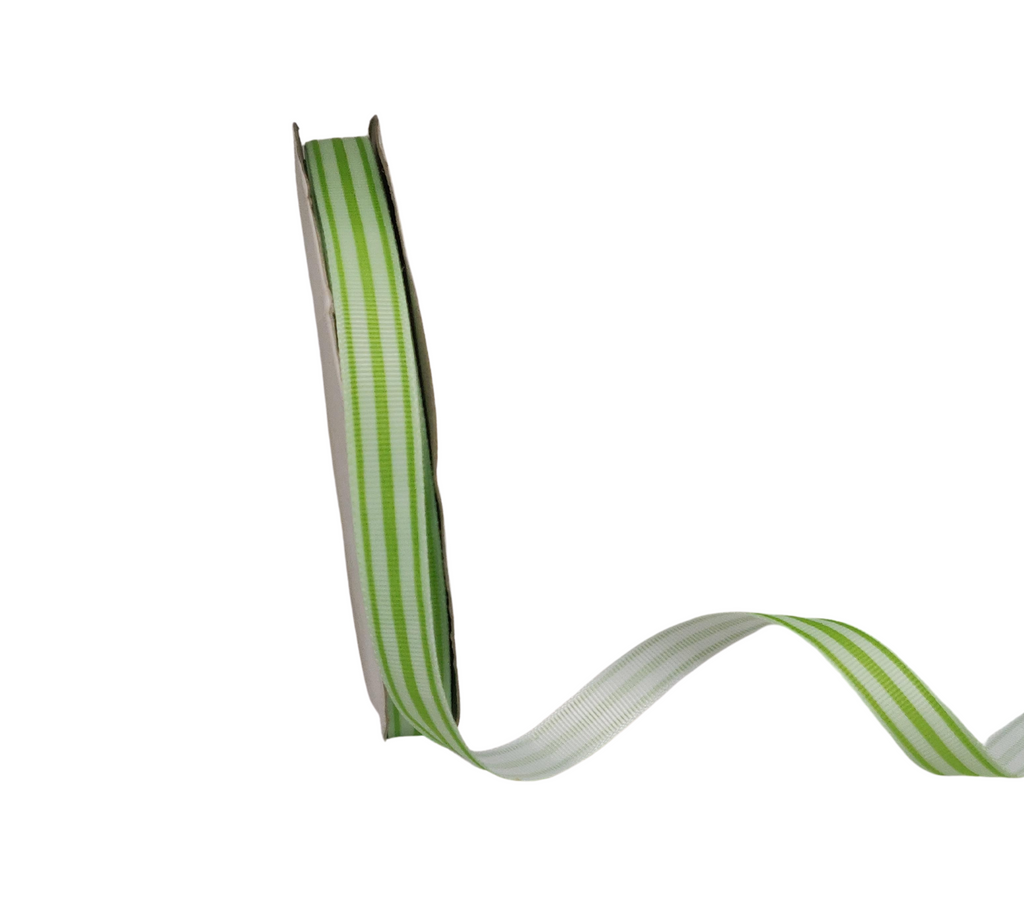 GREEN PRINTED STRIPES RIBBON (13 MM)