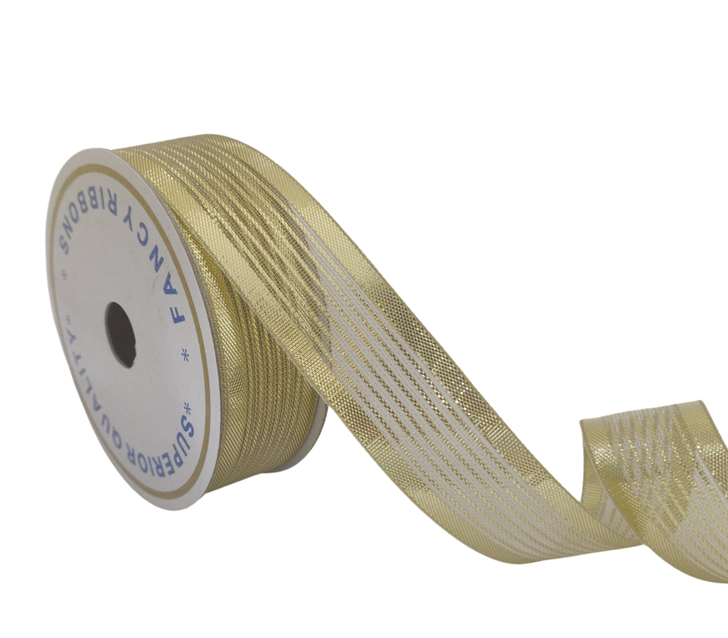 GOLD ZARI METALLIC STRIPES RIBBON (25 MM)