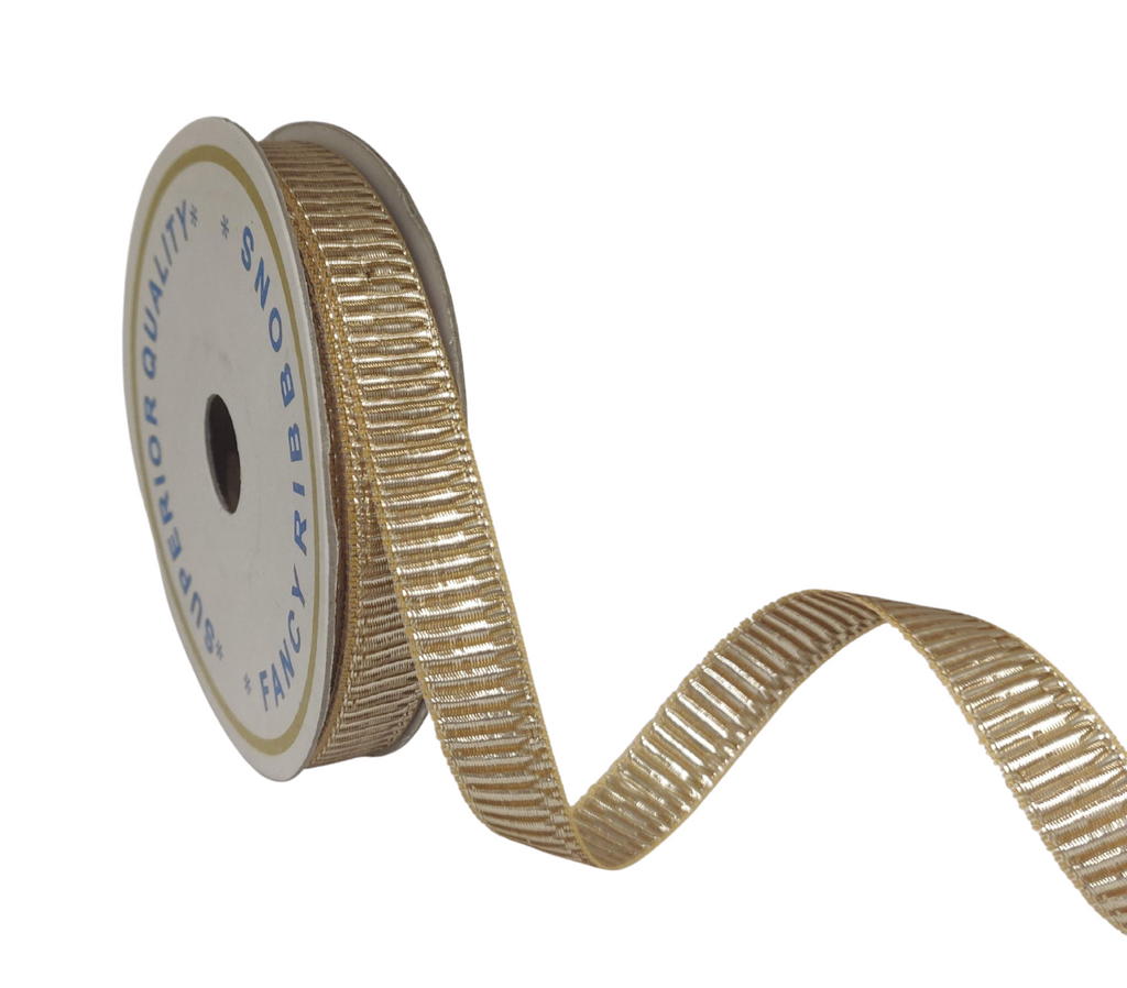 ROSE GOLD RIBBED ZARI RIBBON (13 MM)