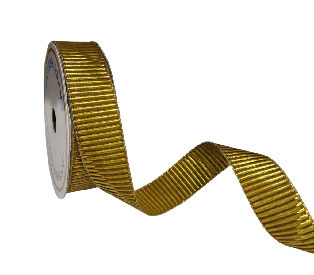 GOLD RIBBED ZARIRIBBON (25 MM)
