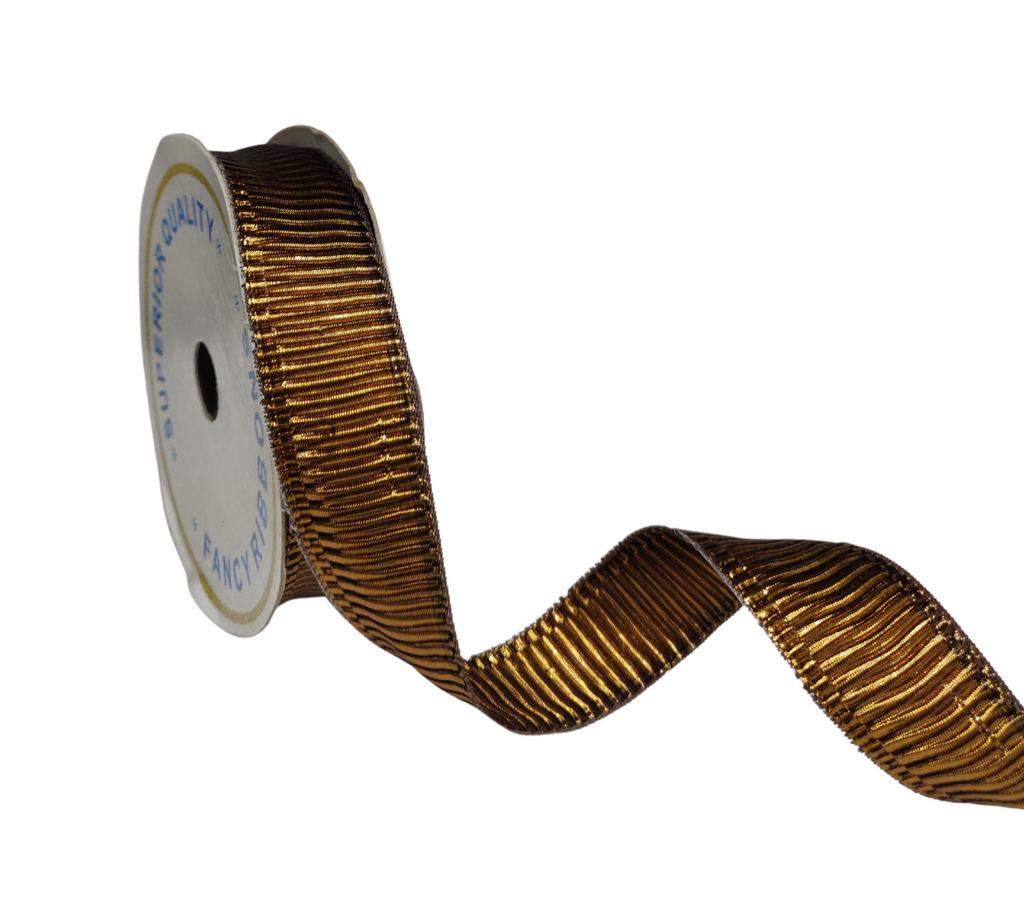 COPPER BROWN RIBBED ZARIRIBBON (25 MM)