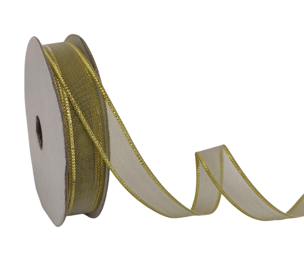 LIGHT GOLD ZARI NET RIBBON (13 MM)