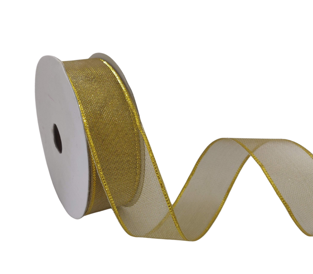 GOLD ZARI NET RIBBON (25 MM)