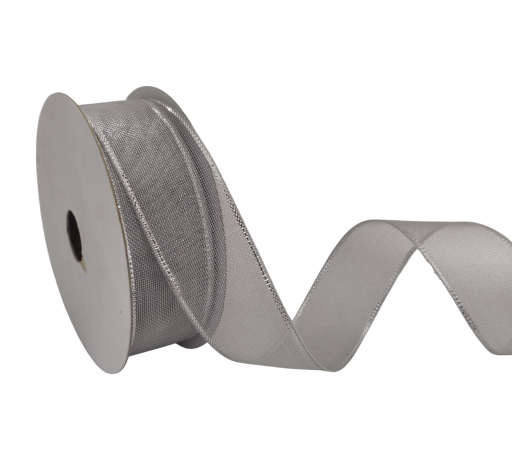 SILVER ZARI NET RIBBON (25 MM)