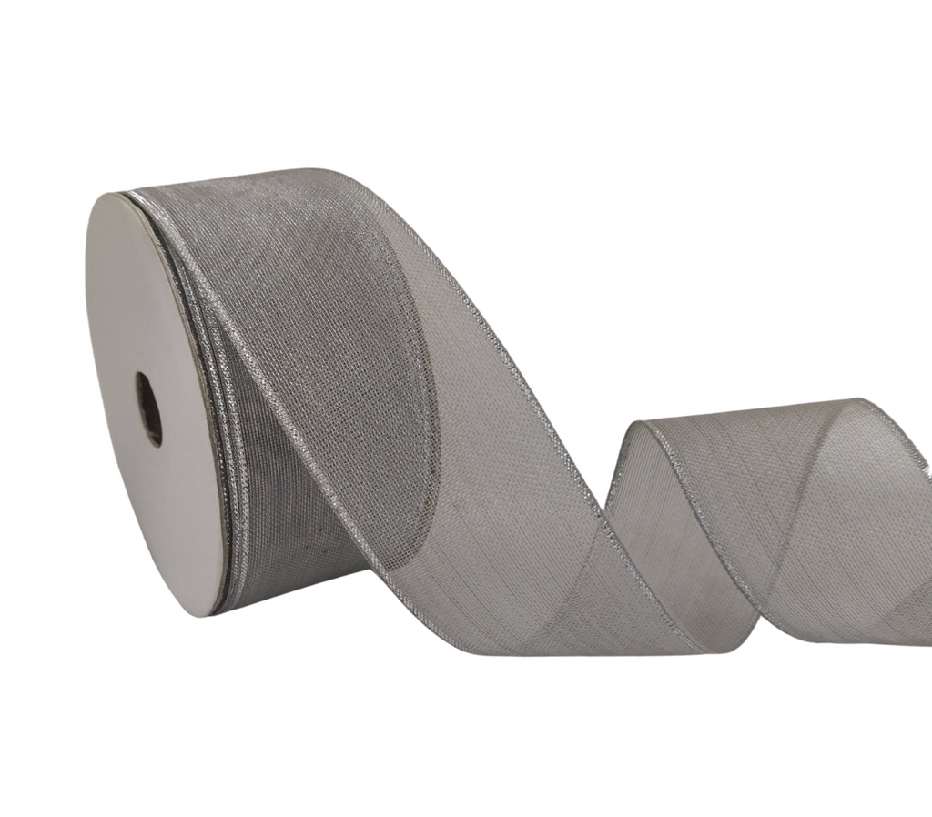 SILVER ZARI NET RIBBON (38 MM)