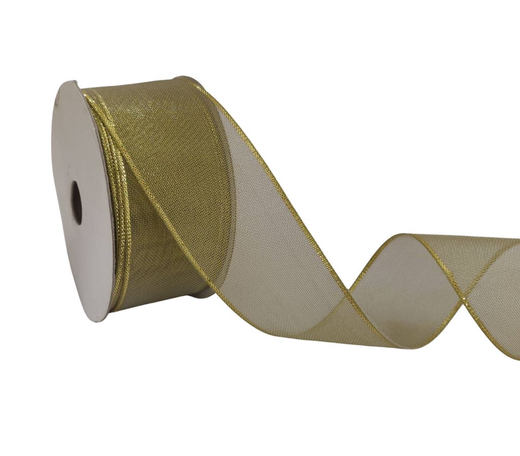 LIGHT GOLD ZARI NET RIBBON (38 MM)