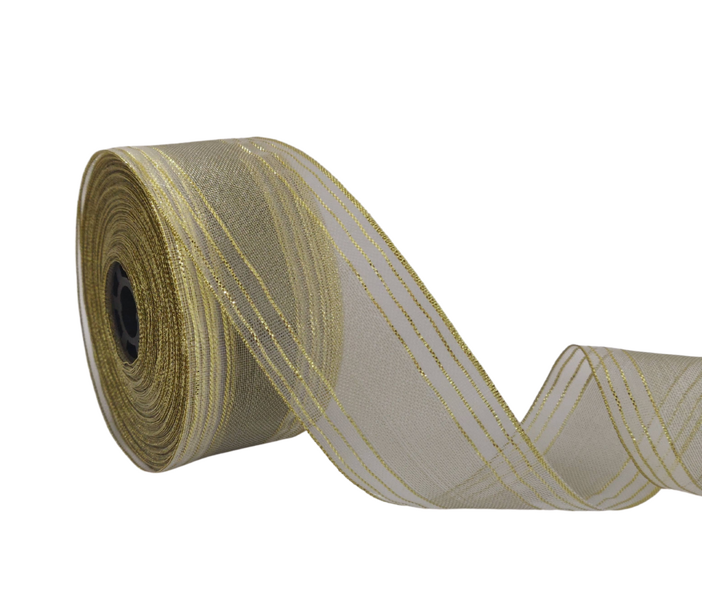 GOLD STRIPES ZARI RIBBON (50 MM)