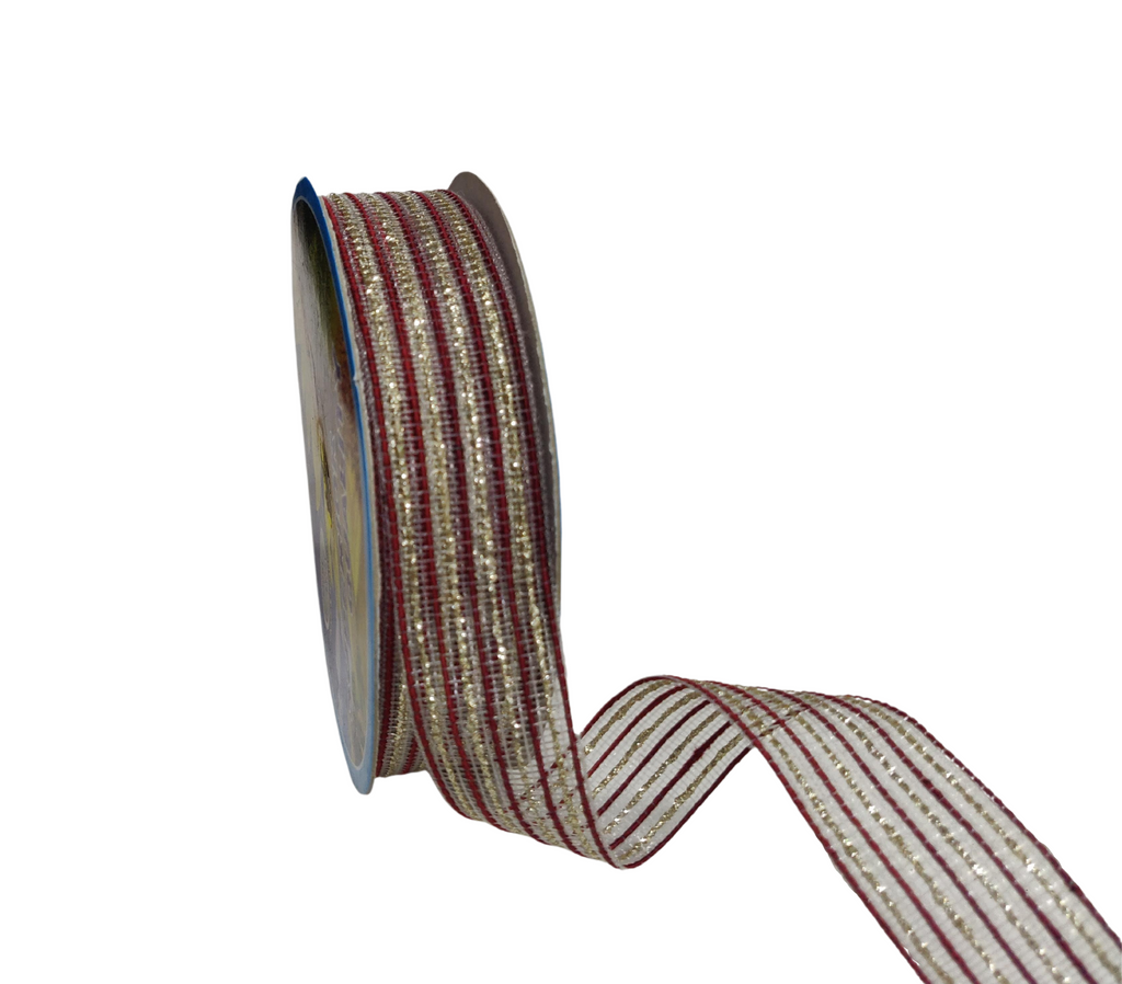 MAROON & ZARI STRIPESRIBBON (25 MM)