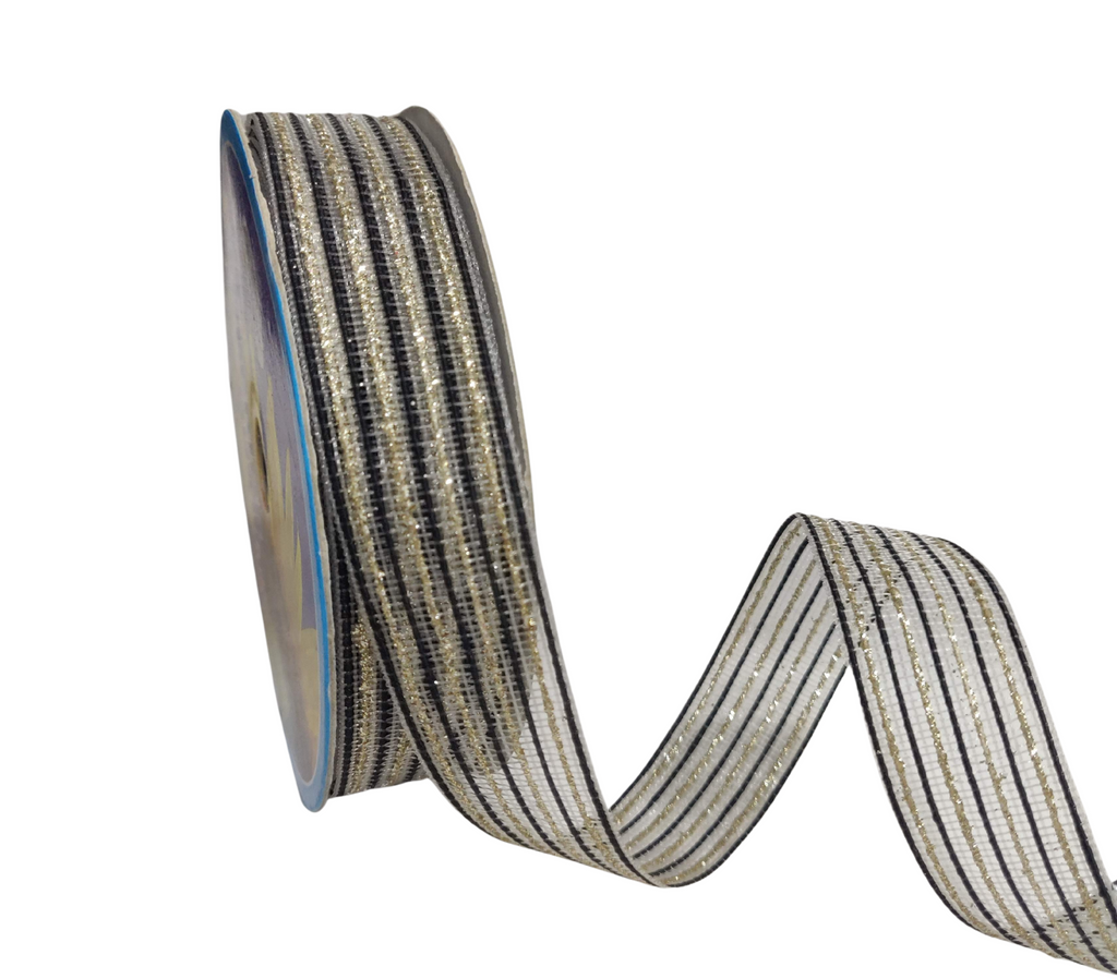 BLACK & ZARI STRIPESRIBBON (25 MM)