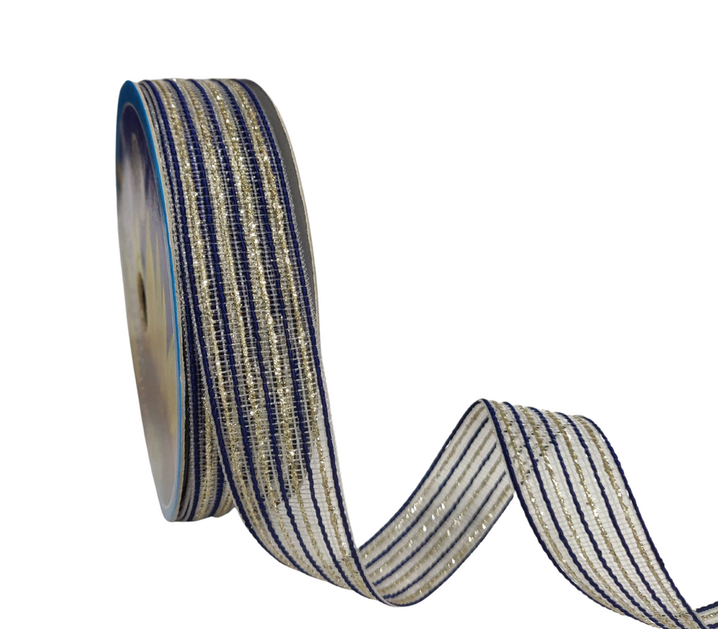 NAVY BLUE & ZARI STRIPESRIBBON (25 MM)