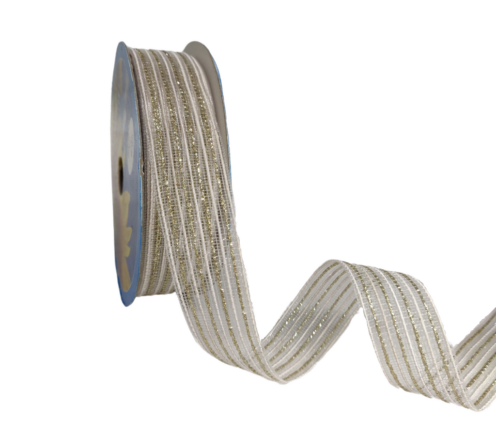 WHITE & ZARI STRIPESRIBBON (25 MM)