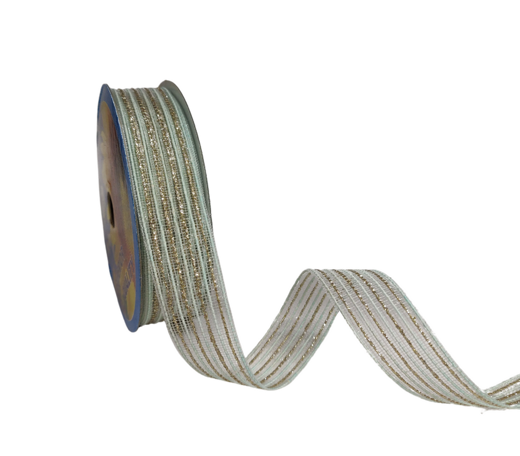 MINT & ZARI STRIPES RIBBON (25 MM)