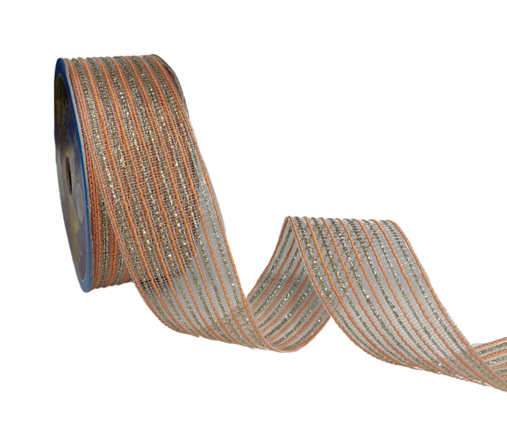 PEACH & ZARI STRIPESRIBBON (38 MM)