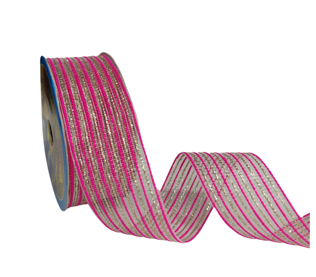 HOT PINK & ZARI STRIPESRIBBON (38 MM)