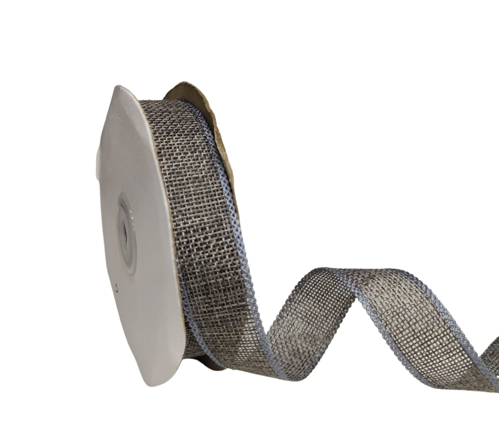 GREY FAUX JUTE RIBBON (25 MM)