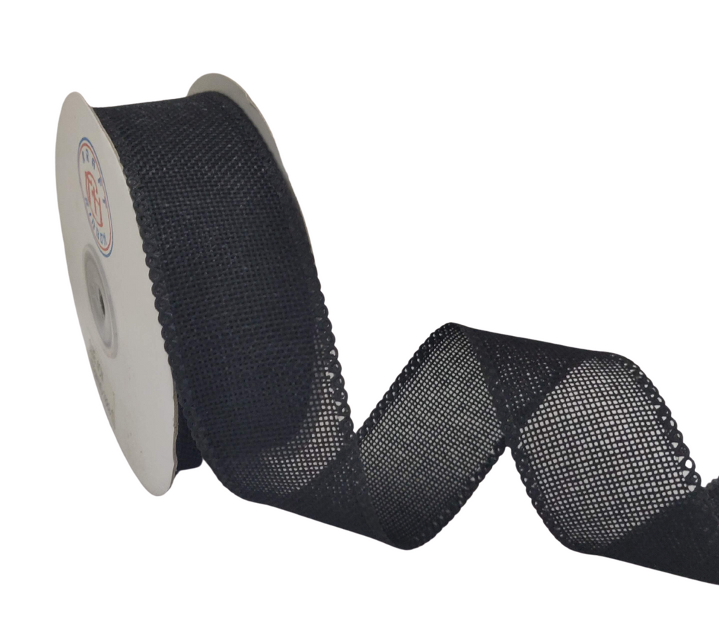 BLACK FAUX JUTE RIBBON (38 MM)