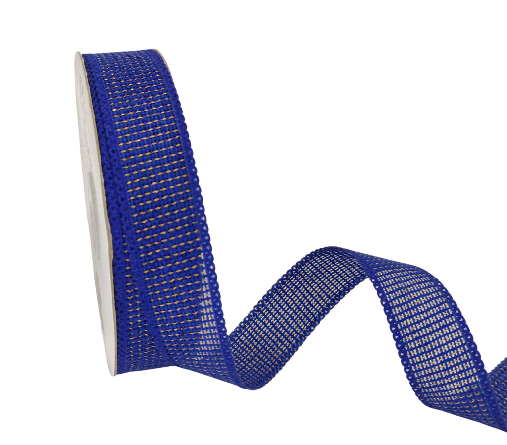 ROYAL BLUE FAUX JUTE ZARI RIBBON (25 MM)