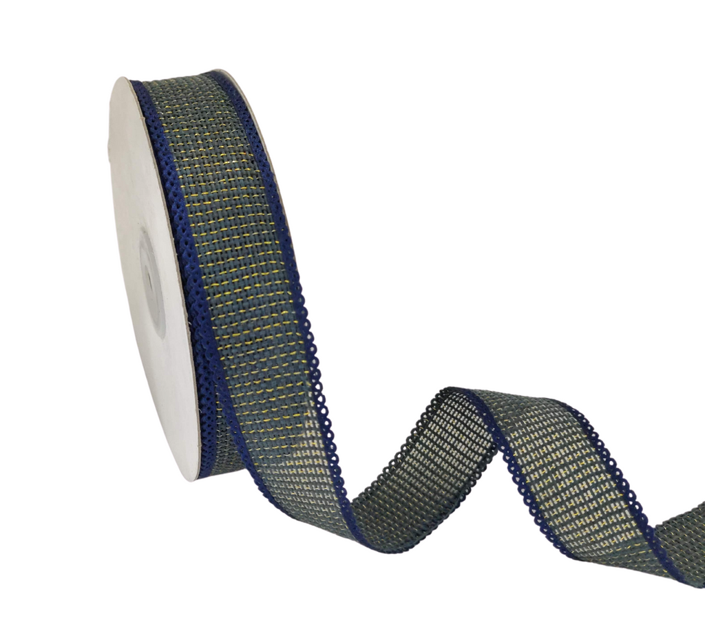 NAVY BLUE FAUX JUTE ZARI RIBBON (25 MM)
