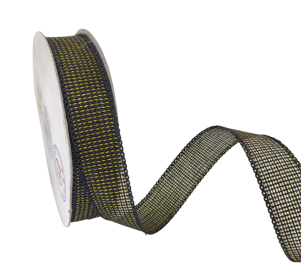 BLACK FAUX JUTE ZARI RIBBON (25 MM)