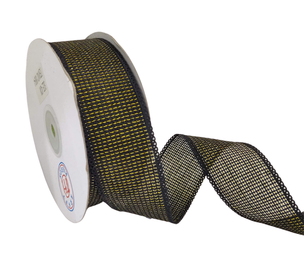 BLACK FAUX JUTE ZARI RIBBON (38 MM)