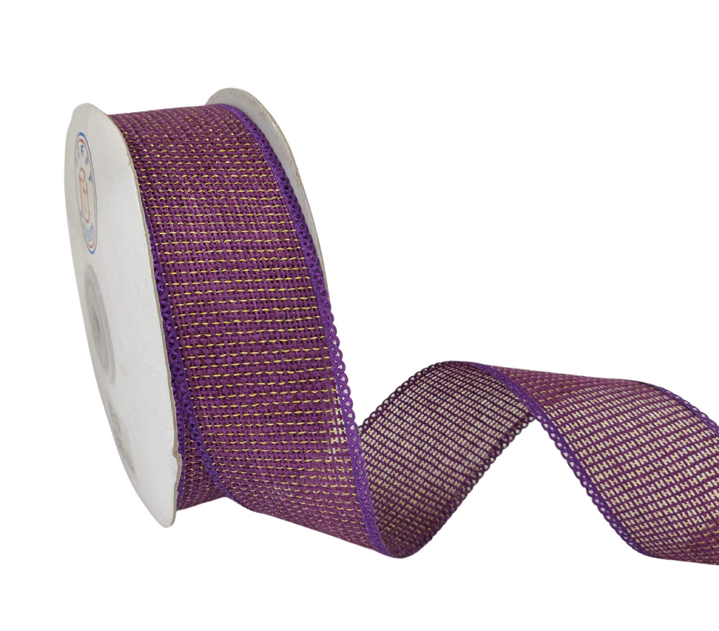 PURPLE FAUX JUTE ZARI RIBBON (38 MM)