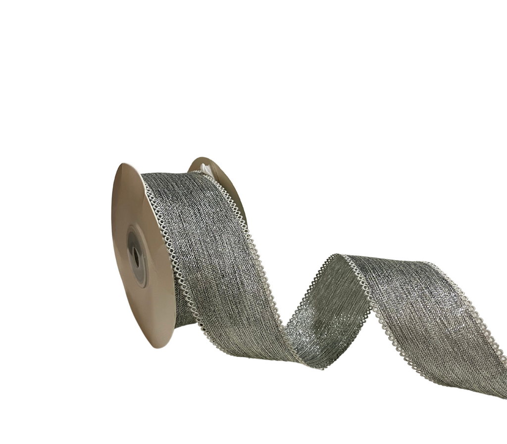 SILVER METALLIC JUTE RIBBON (38 MM)