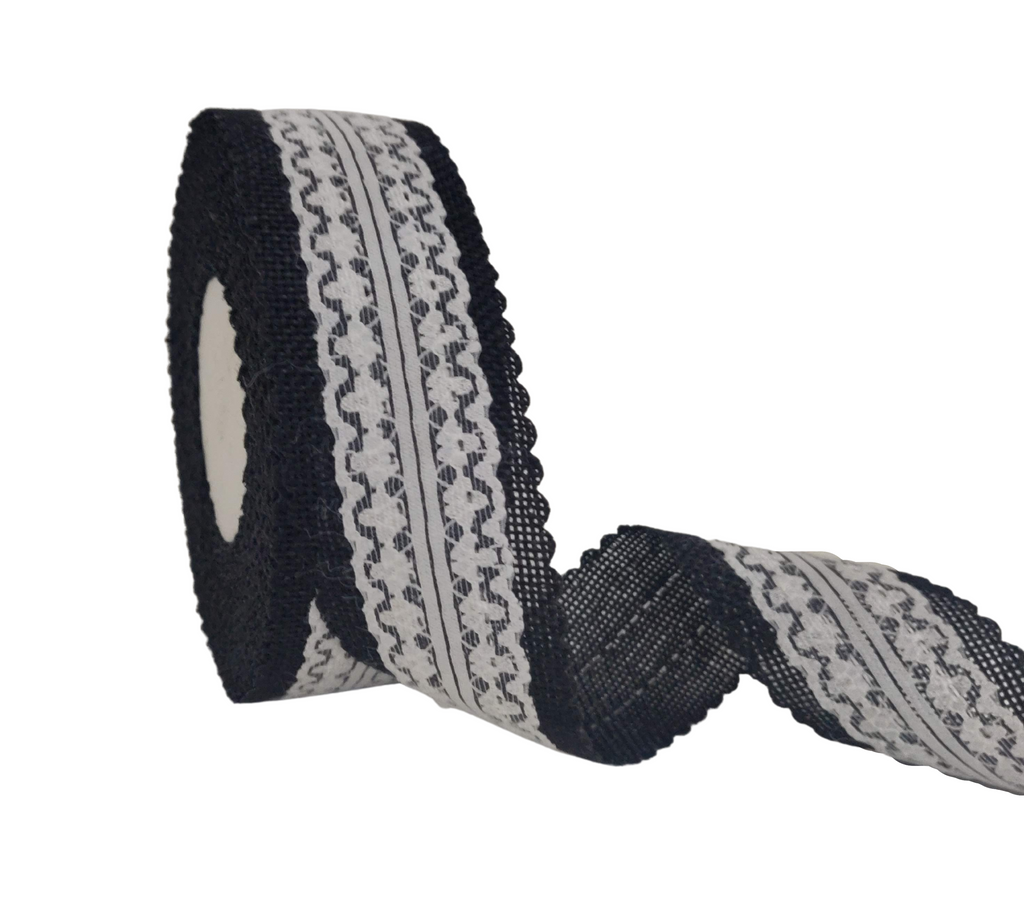 BLACK FAUX JUTE WITH LACE RIBBON (38 MM)