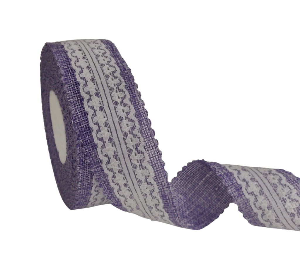 LAVENDER FAUX JUTE WITH LACE RIBBON (38 MM)