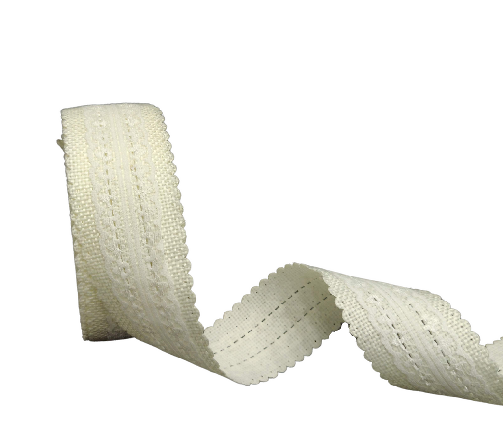 OFF-WHITE FAUX JUTE WITH LACE RIBBON (38 MM)