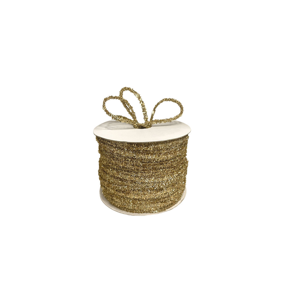 CHAMPAGNE TINSEL TWINE RIBBON (3 MM)