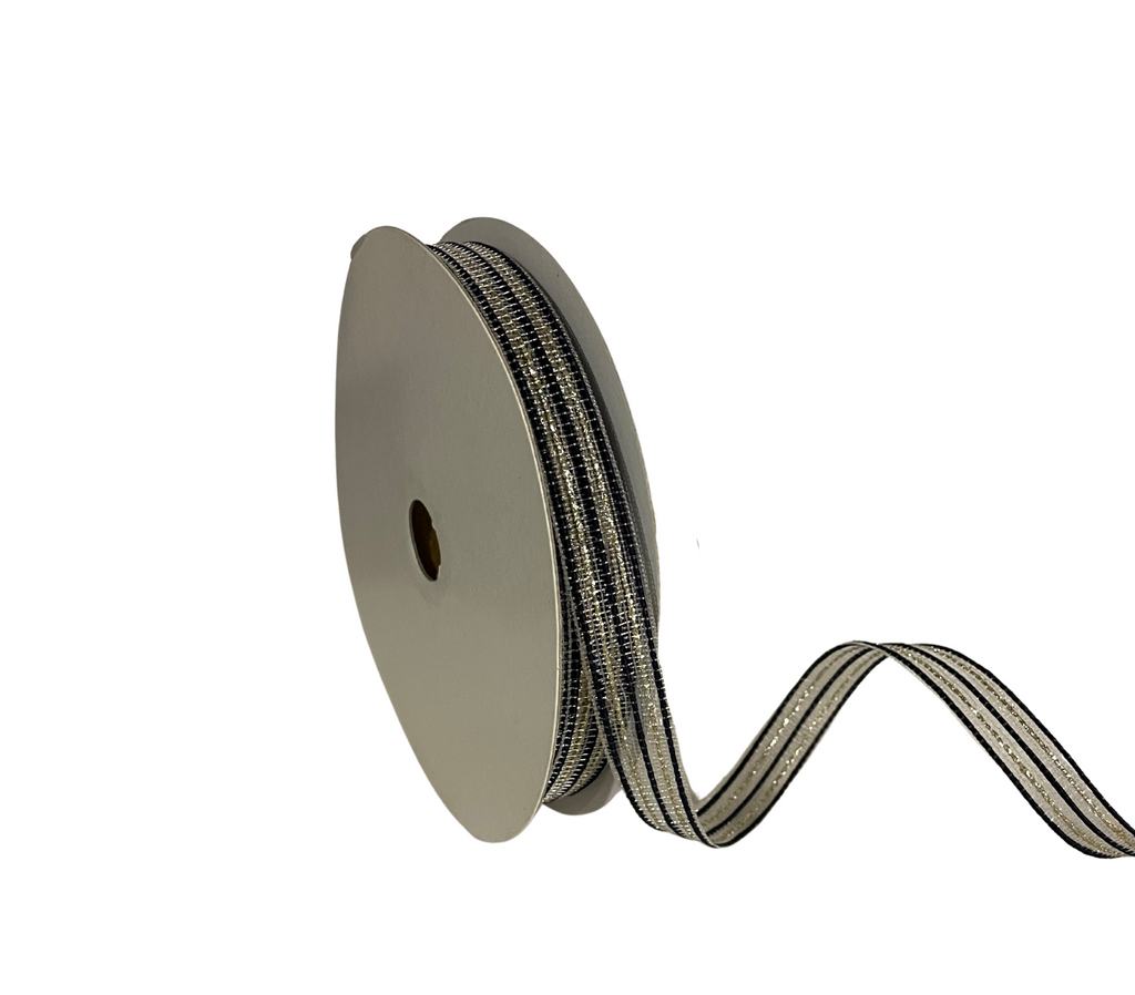 BLACK ZARI STRIPES RIBBON (13 MM)