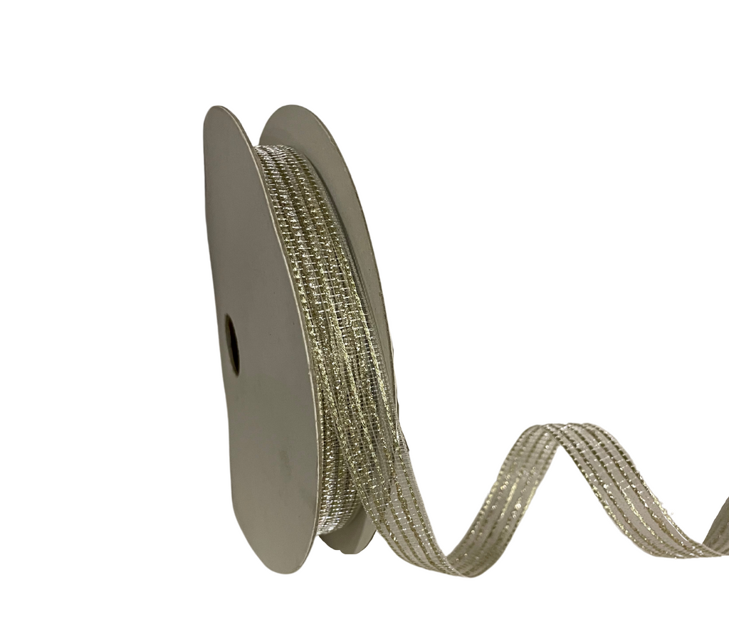 CHAMPAGNE ZARI STRIPES RIBBON (13 MM)