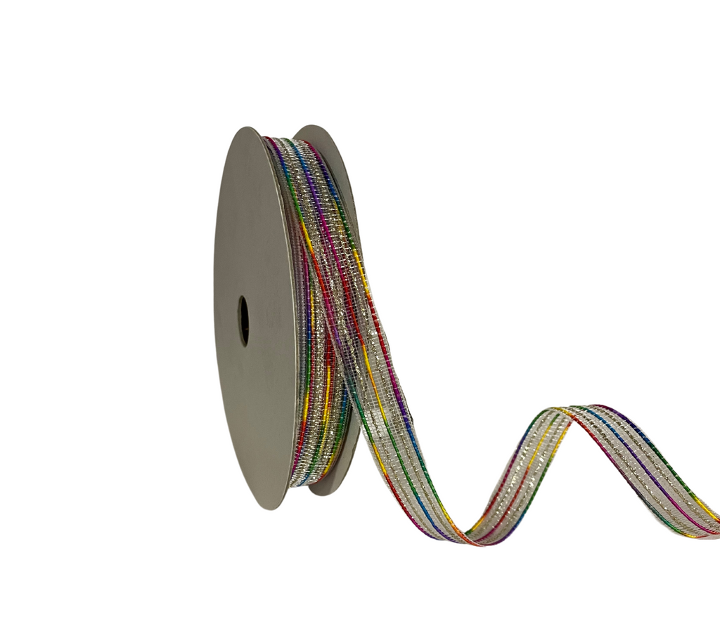 MULTICOLOUR ZARI STRIPES RIBBON (13 MM)