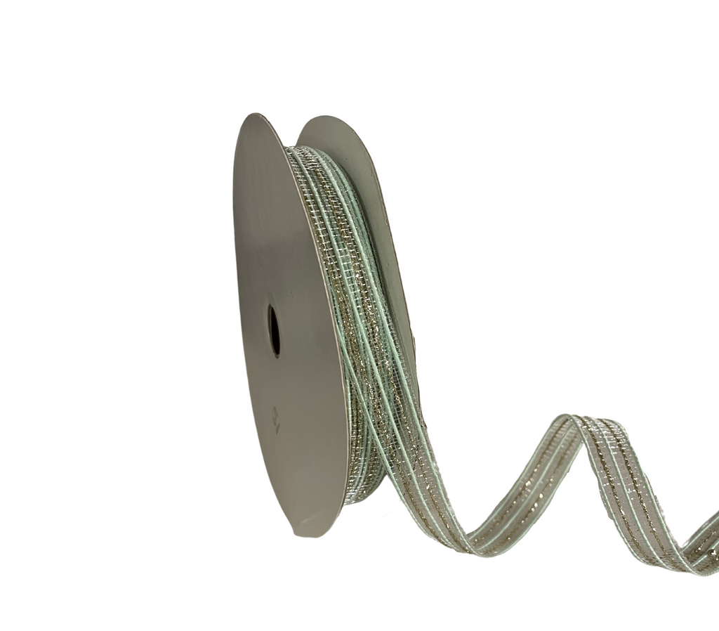 MINT ZARI STRIPES  RIBBON (13 MM)