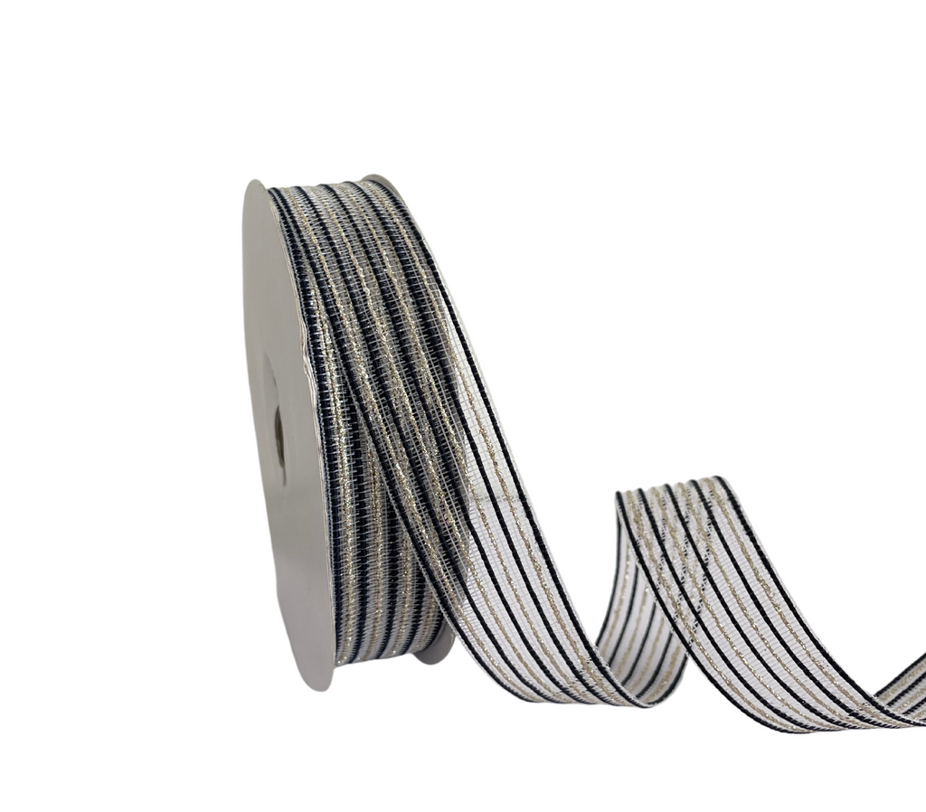 BLACK ZARI STRIPES RIBBON (25 MM)