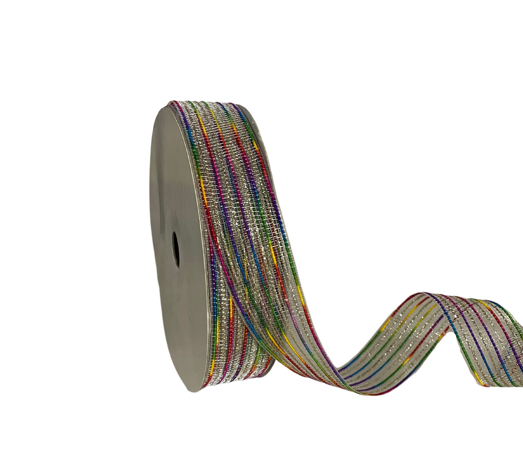 MULTICOLOUR ZARI STRIPES RIBBON (25 MM)