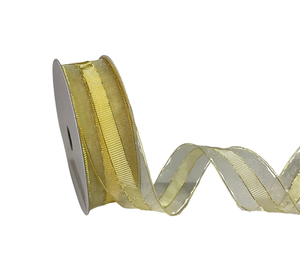YELLOW NET & GROSGRAIN RIBBON (25 MM)