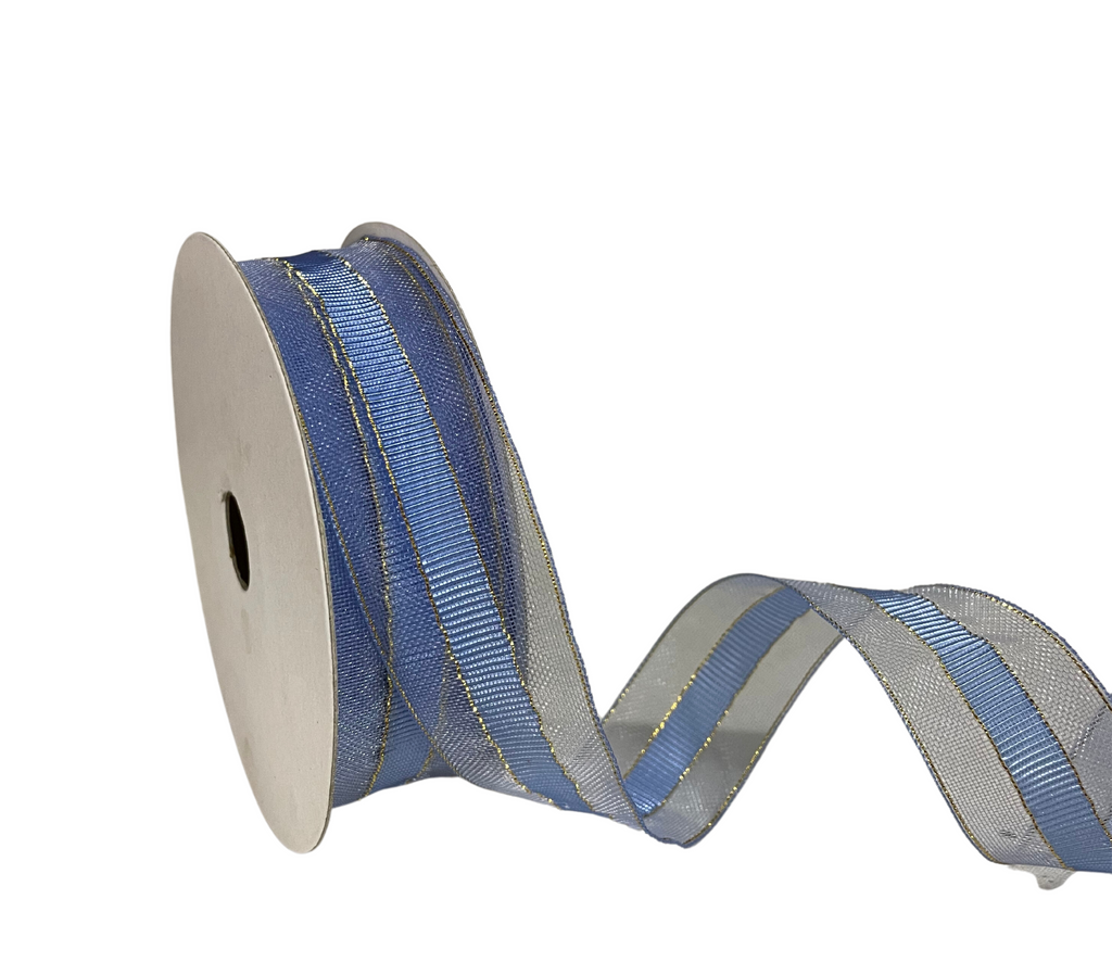 BLUE NET & GROSGRAIN RIBBON (25 MM)