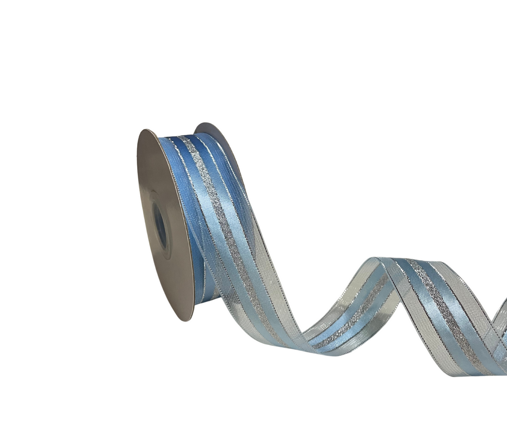 BABY BLUE SATIN ORGANZA ZARI RIBBON (25 MM)