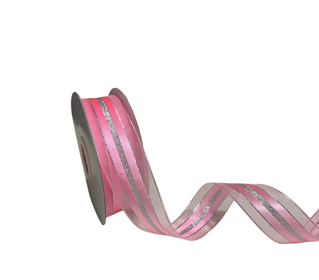 BABY PINK ORGANZA ZARI RIBBON (25 MM)