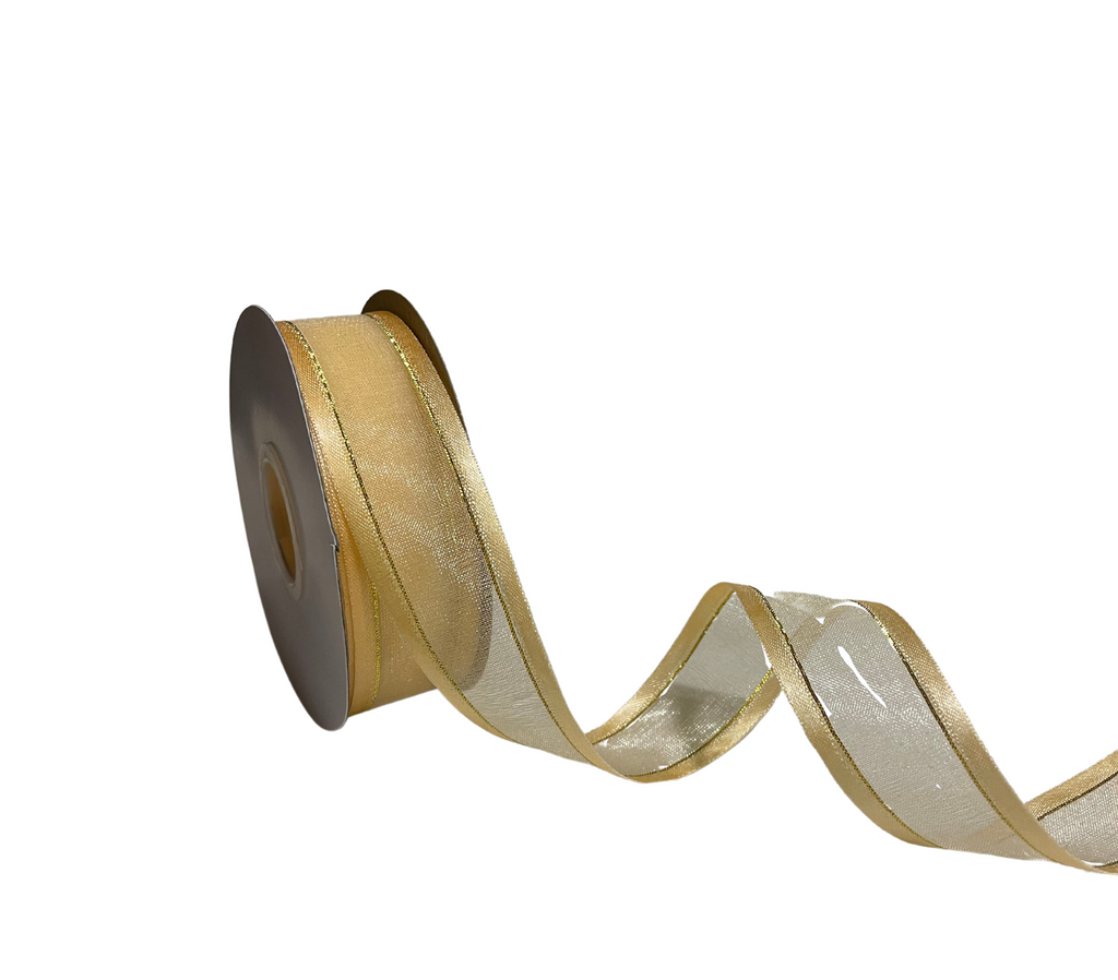 BEIGE ORGANZA WITH SATIN EDGES RIBBON (25 MM)