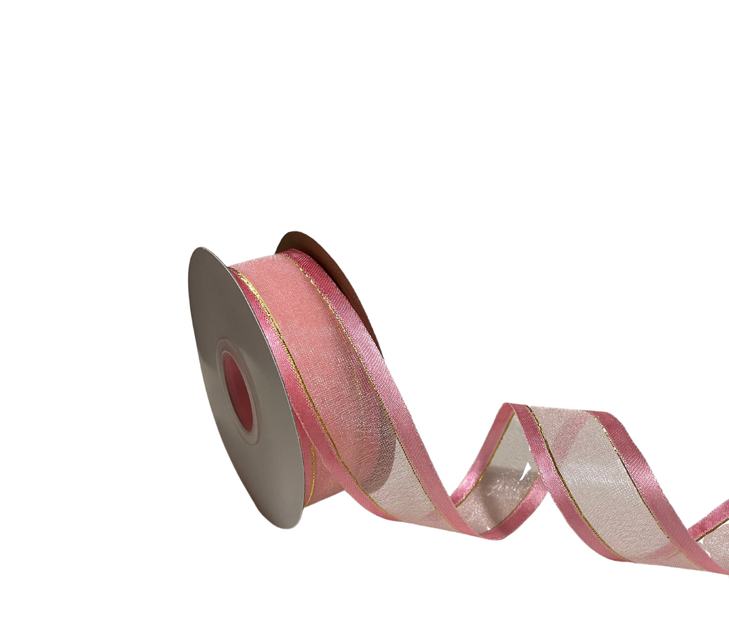 PINK ORGANZA WITH SATIN EDGES RIBBON (25 MM)