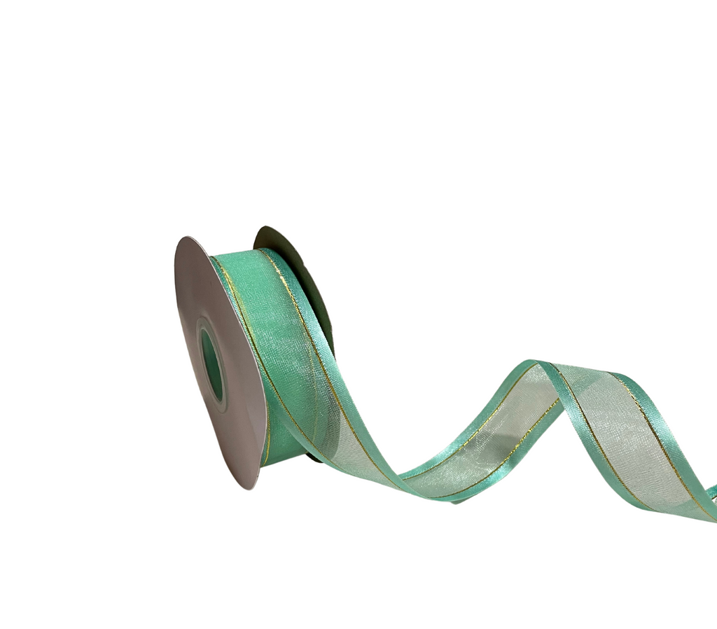 AQUA ORGANZA WITH SATIN EDGES RIBBON (25 MM)